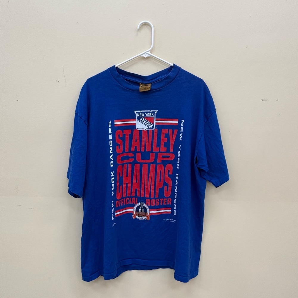 Vintage 90s 1994 Nutmeg NHL New York Rangers Stanley Cup Champs T Shirt Sz XL